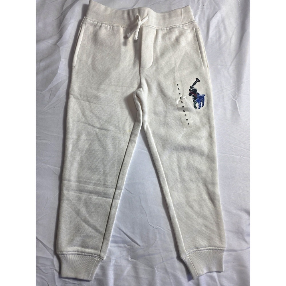 Polo Ralph Lauren White Drawstring w/ Big Pony Sweatpants Joggers Boys Size 5